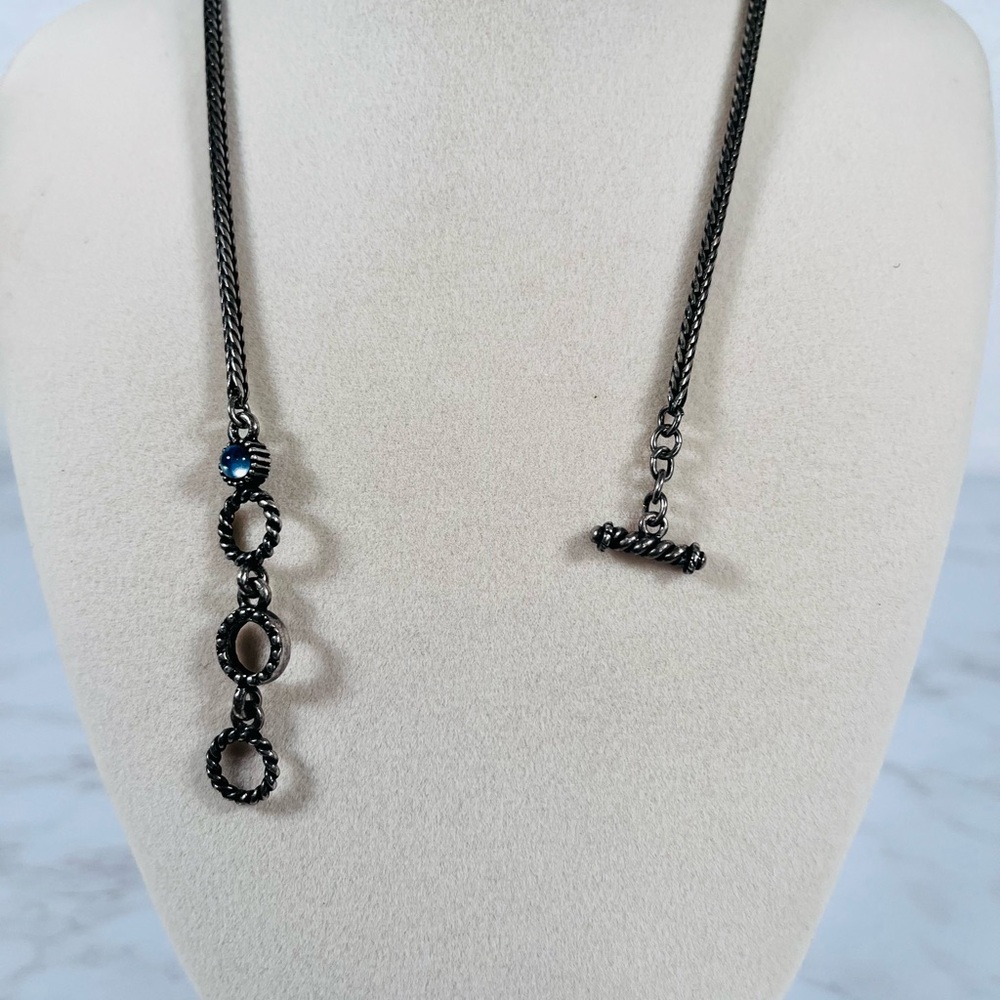 Vintage Black Chain & Topaz Pendant Necklace - Picture 7 of 9